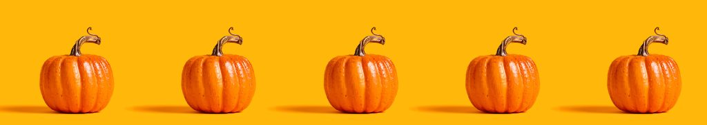 Orange background with a row of pumpkins for Halloween